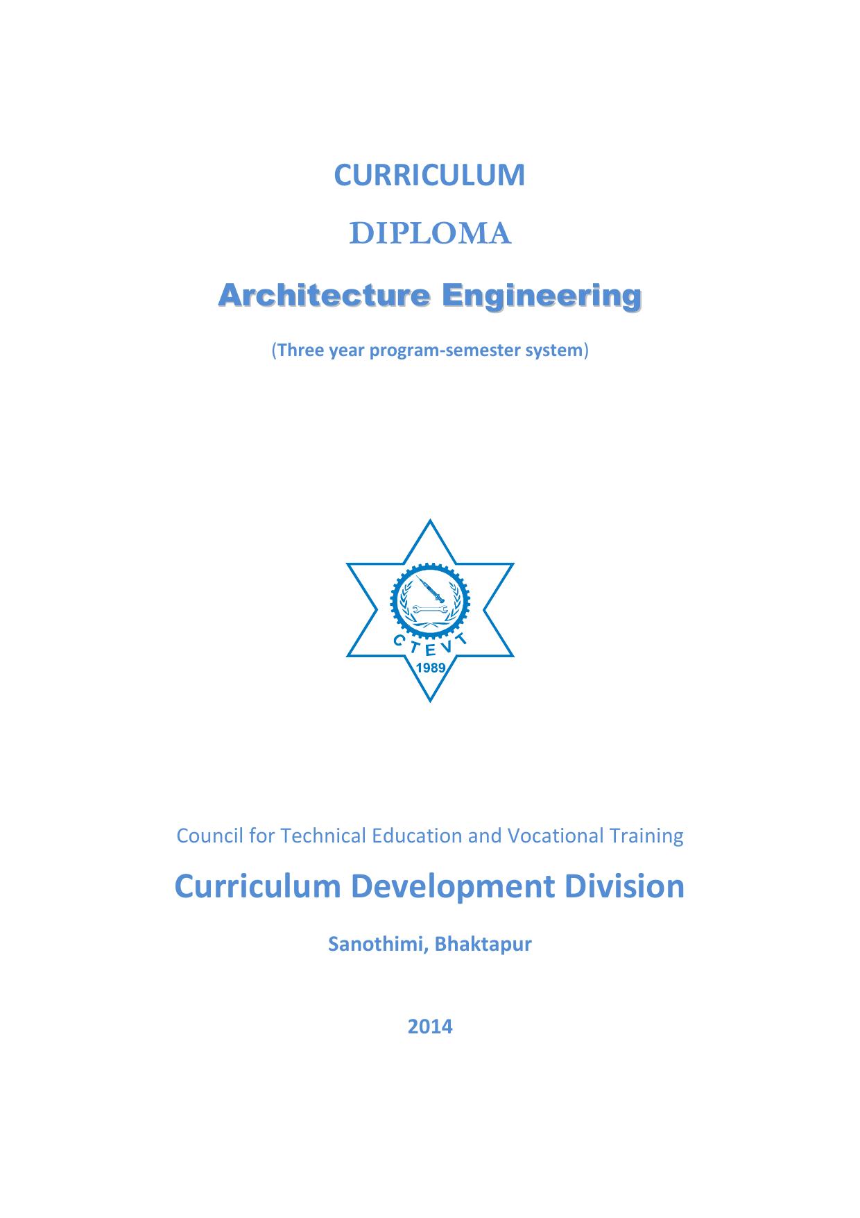 Diploma Architecture Engineering, 2014